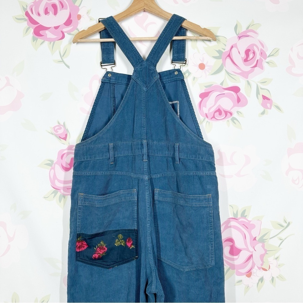 NEW Urban Outfitters Paola Corduroy Patchwork Floral Plaid Accents Overalls M - Picture 6 of 9